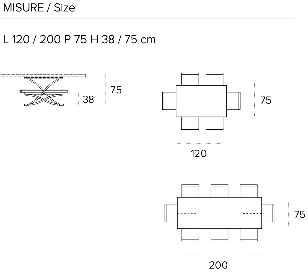 Размеры стола Target Point Dione Plus 120